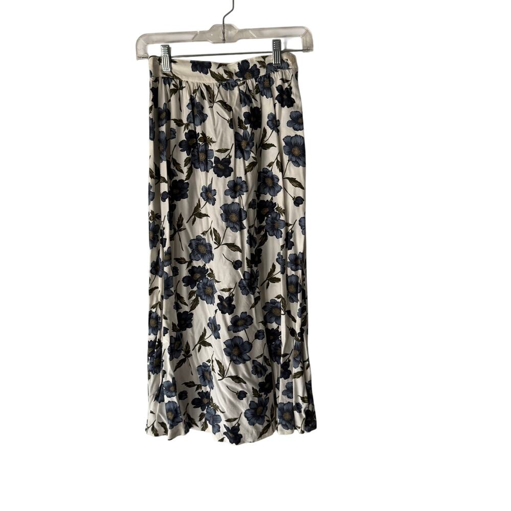 Vintage 90s White‎ Stag Floral Maxi Skirt Size 8 Cottagecore Rayon USA Made